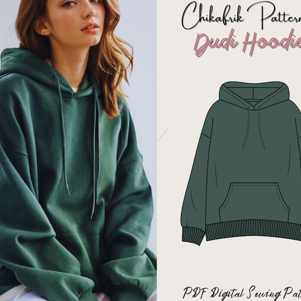 Dudi Hoodie Pattern|Oversized hoodie sewing pattern|13 sizes|Women Hoodie|Sweatshirt Pattern|Women Sewing Pattern|Loungewear Pattern