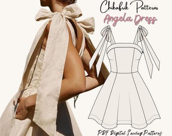 Bow Strap Mini Dress Sewing Pattern | Angela Dress (PDF Pattern)