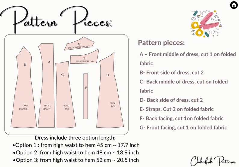 Dress patternPDF sewing patternInstantDownload 7Sizesmini dress patternCami dress patternwomen pattern Us letter/A4/A0/ image 6