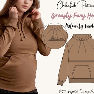 Naaipatroon zwangerschapsborsthoodie (digitale pdf-download)