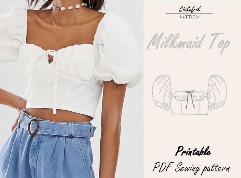 Milkmaid top pattern|XXS to XXL PDF sewing pattern|Instant download sewing pattern| Bustier pattern| Milkmaid blouse Pattern 