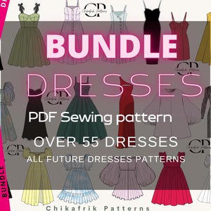 Whole shop dress sewing pattern bundle|women dress sewing pattern|PDF sewing pattern|digital sewing pattern| 55 Dress bundle pattern