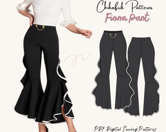 Fiona pant pattern|women pant pattern|fitted pant pattern|classy pant pattern| PDF sewing pattern|15 Sizes|PDF digital sewing pattern