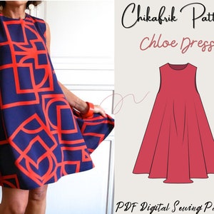 Flair Dress Pattern PDF|Trapeze dress sewing pattern|sewing pattern|7sizes XXS XXL|cute summer dress pattern|Alinedress|sewing pattern women