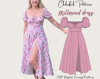Milkmaid Cottagecore Midi Kleid Schnittmuster (PDF)
