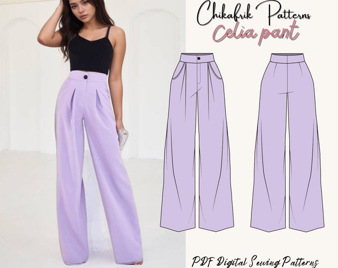 Celia pant pattern|women pant sewing pattern|women trouser sewing pattern|pdf pant pattern|PDF sewing pattern|Digital sewingpattern 15 sizes