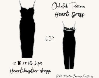 Heart Dress Sewing Pattern: Bodycon Sweetheart Dress (PDF Digital Download)
