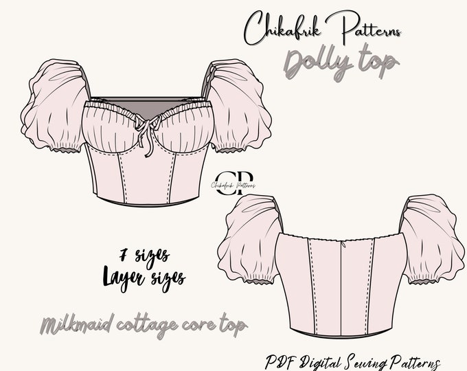 Milkmaid top pattern|XXS to XXL PDF sewing pattern|Instant download sewing pattern| Bustier pattern| Milkmaid blouse Pattern