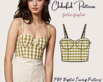 Bustier pattern|7sizes XXS - XXL| bustier top PDF sewing pattern |bodice pattern|Corset pattern|Us letter/A4/A0/Projector sewing pattern
