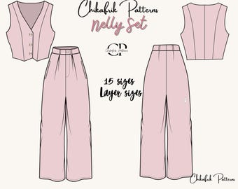 Vest and Pant Sewing Pattern: Tailored Women's Set (PDF Pattern)