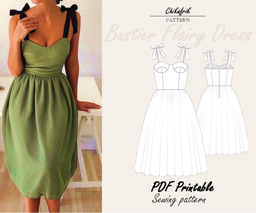 Bustier dress patternsewing Pattern7 sizes XXS XXL Etsy