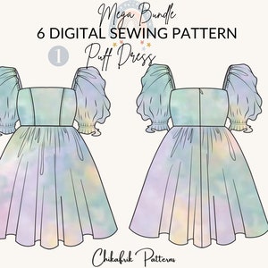 Mega bundle 6 sewing patterns bustier patternwrap skirt patternpuff dress patternSlit skirt patternbustier dress patterntie crop top image 4