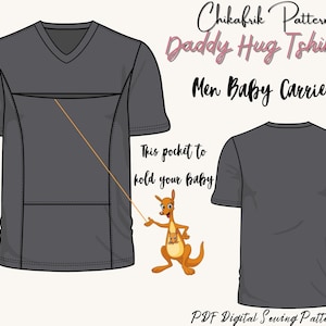 Patrón de camiseta Daddy Hug/Patrón de portabebés para hombre Patrón de camisa para hombre/Patrón de costura para papá/Patrón de costura para hombre/Patrón de costura de camiseta para hombre