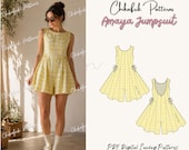 Amaya Jumpsuit Sewing Pattern, Open Back Romper, Flowy Playsuit PDF (Sizes 00-26)