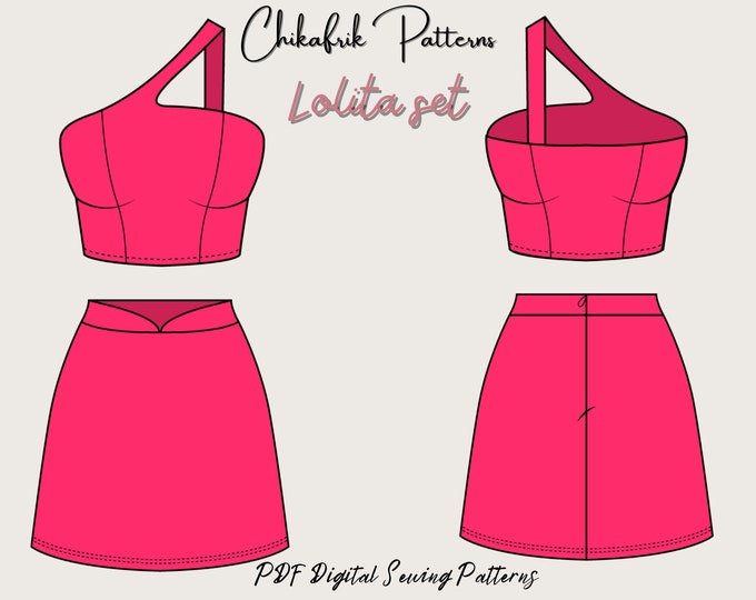 Lolita set pattern| Skirt pattern and crop top patternwomen sewing pattern|skirt sewing pattern crop top sewing pattern|pdf sewing pattern