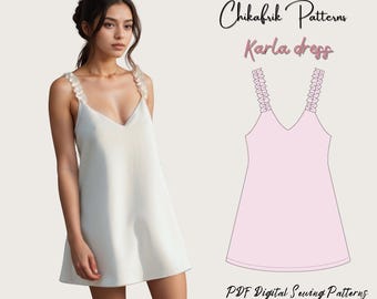 Karla Mini Dress Sewing | Ruffled Strap (PDF Pattern, Sizes 00-26 US )