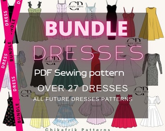 Whole shop dress sewing pattern bundle|women dress sewing pattern|PDF sewing pattern|digital sewing pattern| Dress bundle pattern