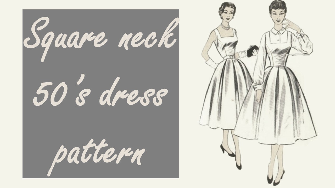 Square Neck Dress Pattern PDF Sewing Pattern Digital Pattern Etsy