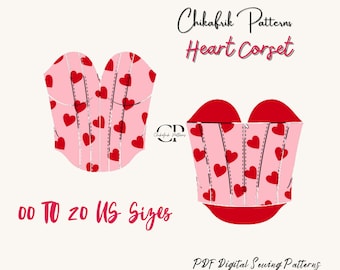 Heart Corset pattern |Sweetheart Neckline corset |Digital sewing pattern |women sewing pattern |sweetheart bustier sweethear neckline bodice