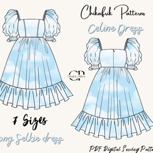 Padrão de vestido Selkie Puff | Padrão Selkie | Padrão de costura Babydoll | Padrão de vestido cottagecore | Padrão de vestido de baile | Padrão de vestido de festa | Vestido de fada