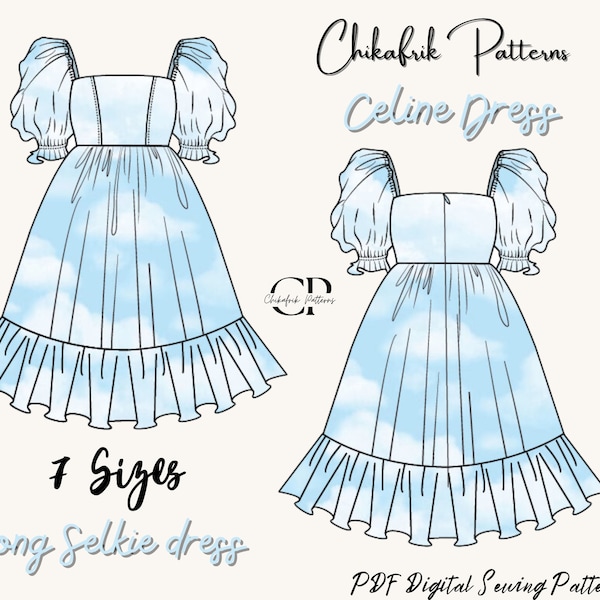Selkie Puff jurk patroon|Selkie patroon|Babydoll naaipatroon|cottagecore jurk patroon|Prom jurk patroon|Japon jurk patroon|Feeënjurk