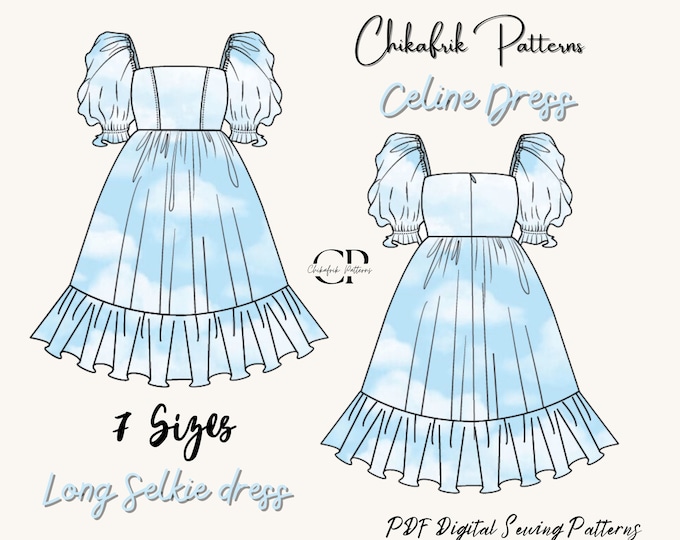 Selkie Puff dress pattern|Selkie Pattern|Babydoll sewing pattern|cottagecore dress pattern|Prom dress pattern|Gown dress pattern|Fairy dress