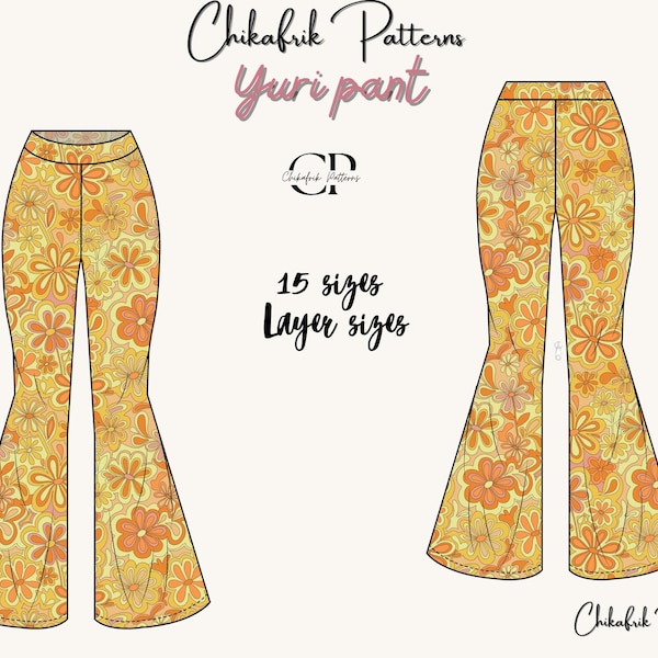 Yuri Pant Sewing Pattern: Women's Flared Stretchy Pants (PDF Pattern)