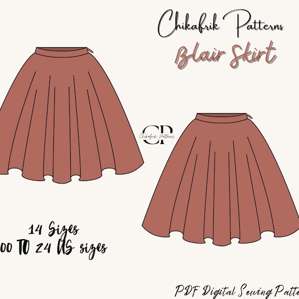 Mini skirt pattern|7 Sizes|PDF sewing pattern|Women high waisted skirt|Beginner pattern|Us letter/A4/A0/Projector sewing pattern file
