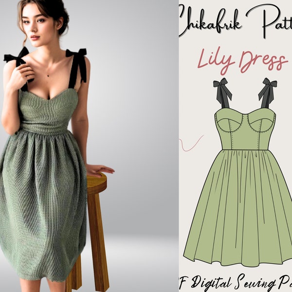Bustier dress sewing pattern| women sewing Pattern| women midi dress pattern|Bustier pattern|corset dress pattern|Bustier midi dress