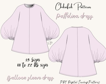 Balloon Sleeve Dress Pattern | Paffelina Design (Sizes 00-22 US) (PDF Pattern)