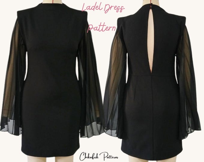 Bell sleeve dress pattern|dramatic sleeve dress pattern|fitted dress sewingpattern|Bell sleeve sewing pattern|Women PDFsewing pattern 15size