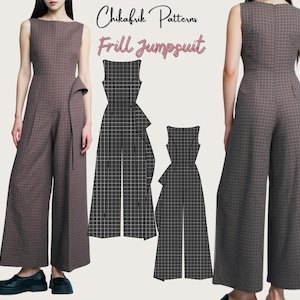 Mönster för sömnad av volangjumpsuit | Damplaysuit (PDF-mönster)