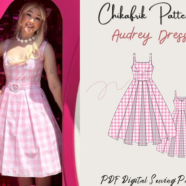 Audrey dress pattern| PDF sewing pattern| digital pattern |13sizes | 50's dress |women sewing pattern| movie dress costume