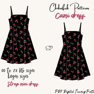 Dress patternPDF sewing patternInstantDownload 7Sizesmini dress patternCami dress patternwomen pattern Us letter/A4/A0/ image 1