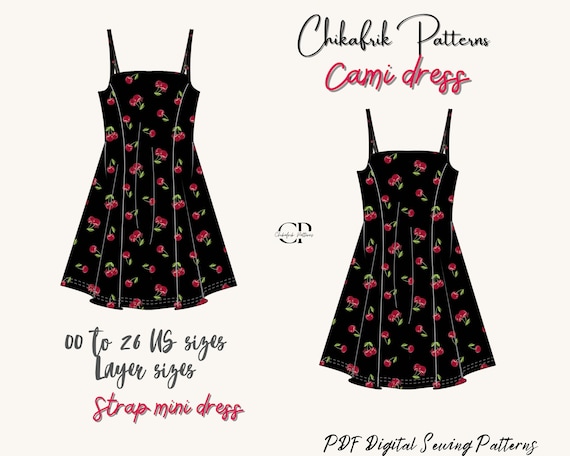 Cami Mini Dress Sewing Pattern: Women's Sizes (PDF Pattern) - Etsy