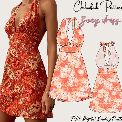 Zoey Neckholder Sommer Kleid Schnittmuster (PDF Pattern)