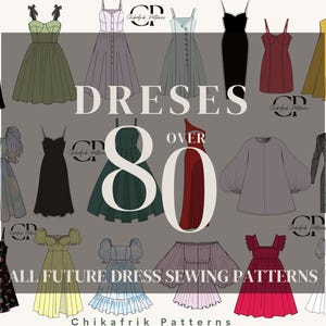 Lot de patrons de couture pour plus de 80 ans : mini, midi, maxi (téléchargement PDF)
