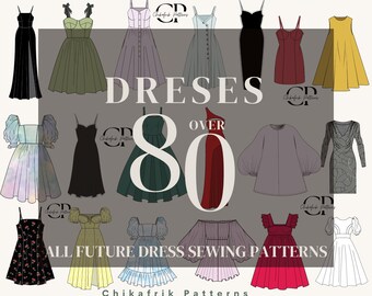 80+ Dress Sewing Pattern Bundle: Mini, Midi, Maxi (PDF Download)