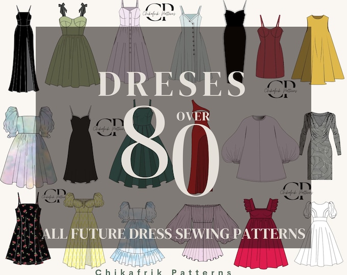 80+ Dress Sewing Pattern Bundle: Mini, Midi, Maxi (PDF Download)