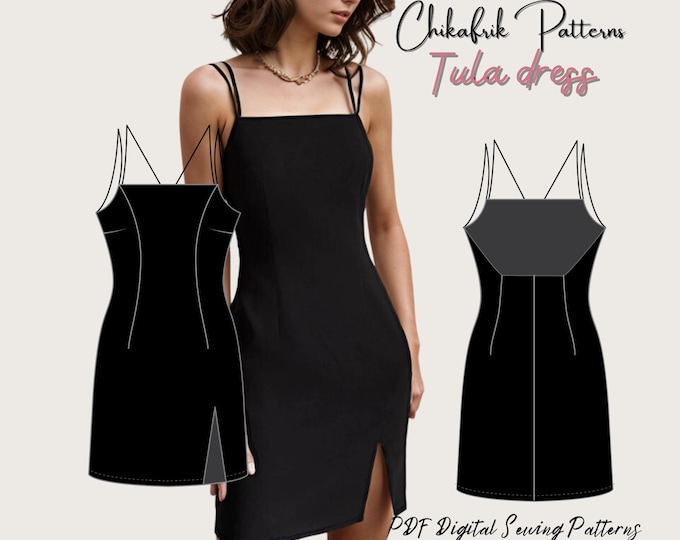 Tula dress pattern|women sewing pattern|dress sewing pattern|strap dress pattern|PDF sewing pattern|15sizes|prom dress pattern