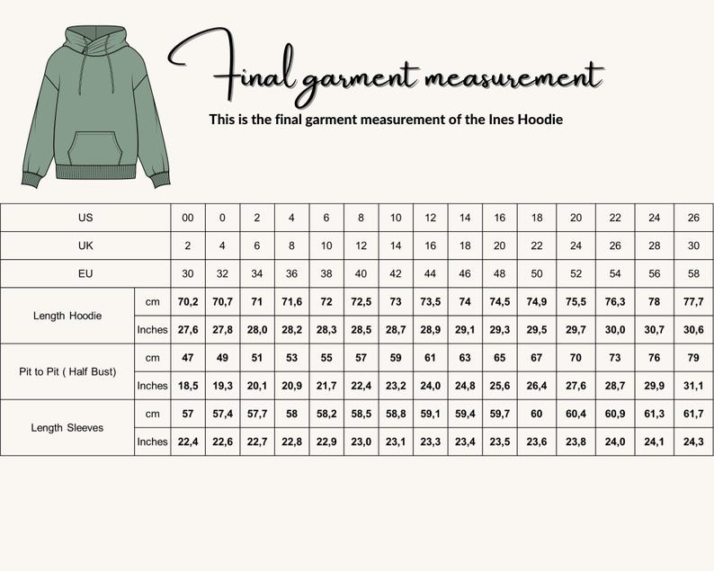 Ines Cross Neck Hoodie Sewing Pattern: Women's Sizes 00-26 (PDF ...