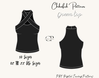 Donna Top Schnittmuster: Neckholder ärmellos Ausschnitt (PDF Pattern)