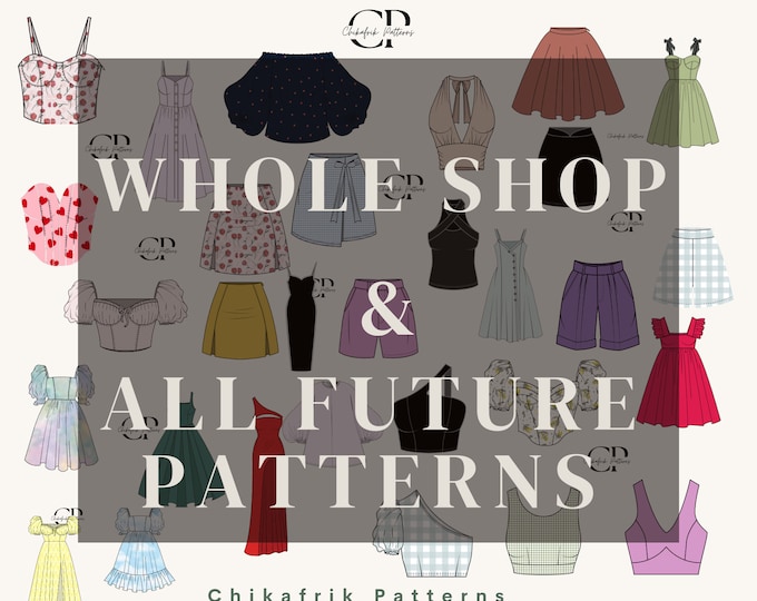 WHOLE SHOP Bundle Sewing Pattern for Womens, Beginner Sewing Patterns, Lifetime Access, Multi-Size|Over 58 sewing pattern|PDF sewing pattern