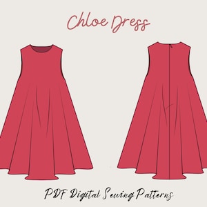 Flair Dress Pattern PDFTrapeze dress sewing patternsewing pattern7sizes XXS XXLcute summer dress patternAlinedresssewing pattern women image 2
