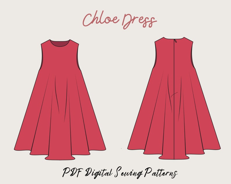 Flair Dress Pattern PDFTrapeze dress sewing patternsewing pattern7sizes XXS XXLcute summer dress patternAlinedresssewing pattern women image 2