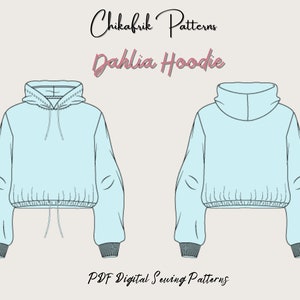 Dahlia Hoodie Pattern|Crop top hoodie sewing pattern|women sewing pattern|PDF sewing pattern 13 sizes|Hoodie pattern|swaetshirt pattern
