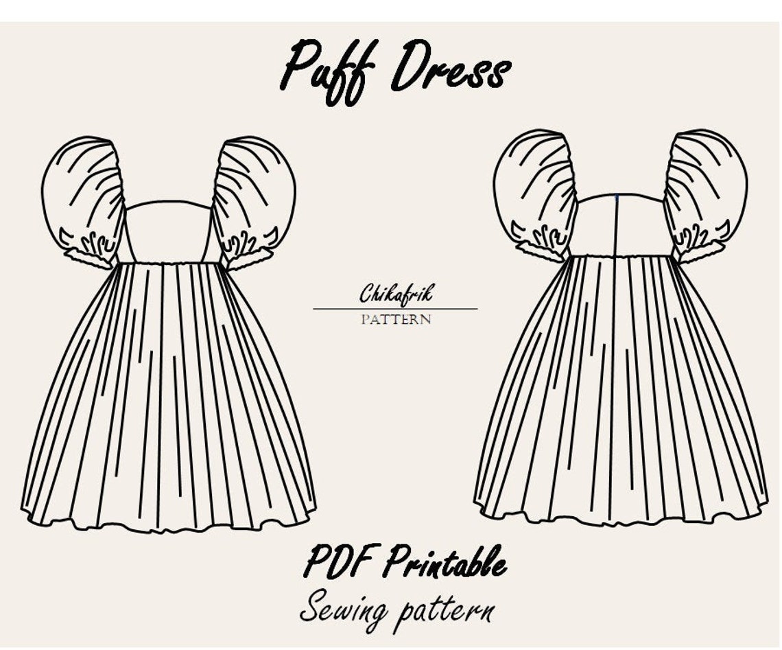 Puff Dress PATTERN PDF Digital Pattern 4 18 US Size sewing Etsy