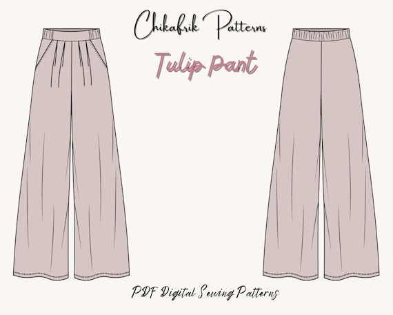 Tulip Pant Sewing Patternwide Leg Pant Patternwomen Pant Sewing  Patternpleat Pant Patternpdf Sewing Patternclassy Pant Pattern13sizes 