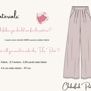 Patron de couture de pantalon tulipePatron de pantalon jambe largePatron de couture de pantalon femmePatron de pantalon à plisPatron de couture PDFPatron de pantalon chic15 tailles image 4