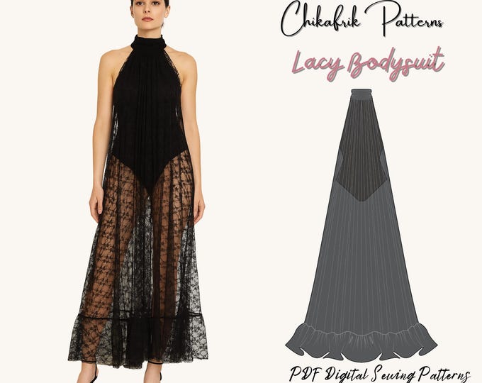 Dress Body suit pattern|Beach dress pattern|Women beach dress pattern|Women bodysuit sewing pattern|Lace dress sewing pattern|Flairy dress
